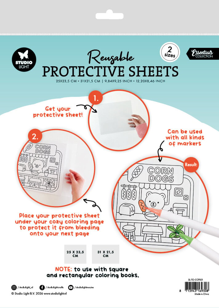 Studio Light Cozy Coloring Protective Sheet Square and Rectangle (SL-TO-CCPS01) Studio Light Cozy Coloring Protective Sheet Square and Rectangle (SL-TO-CCPS01)