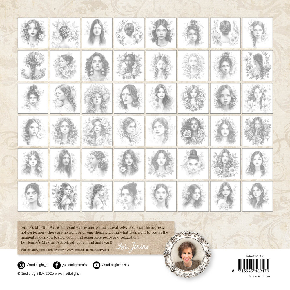 Studio Light Timeless Beauty 8x8 Inch Coloring Book (JMA-ES-CB18) Studio Light Timeless Beauty 8x8 Inch Coloring Book (JMA-ES-CB18)