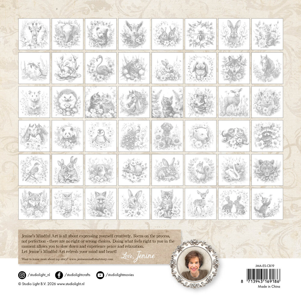 Studio Light Serene Animals 8x8 Inch Coloring Book (JMA-ES-CB19) Studio Light Serene Animals 8x8 Inch Coloring Book (JMA-ES-CB19)