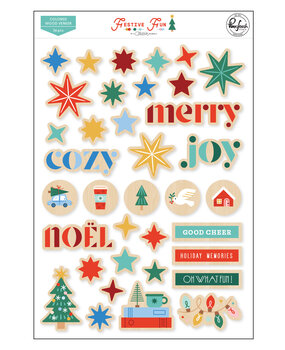 Pinkfresh Studio Festive Fun Colored Wood Veneer (36pcs) by Geralyn Sy (336426)