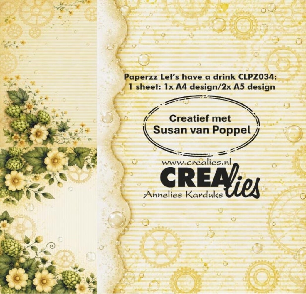Crealies Paperzz Design Paper Let's Have A Drink B (8pcs) (CLPZ034)