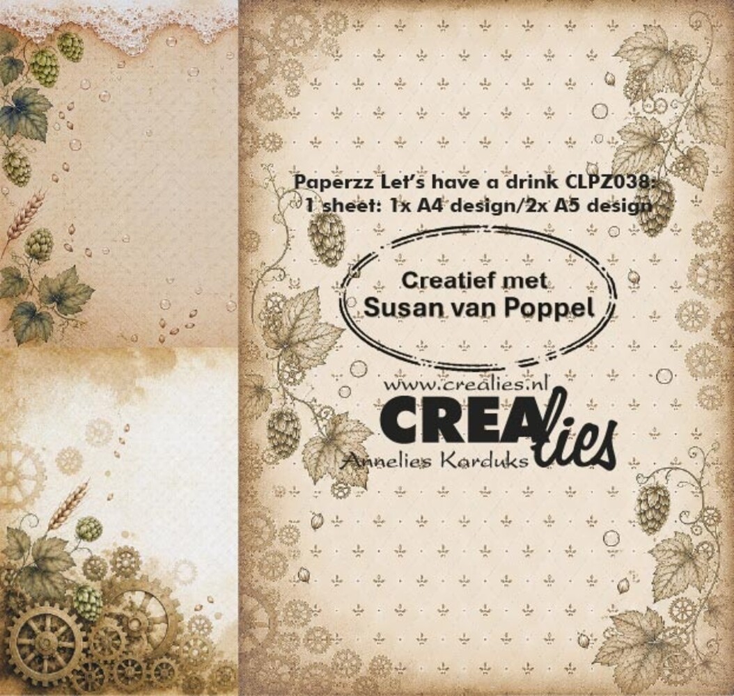 Crealies Paperzz Design Paper Let's Have A Drink F (8pcs) (CLPZ038)