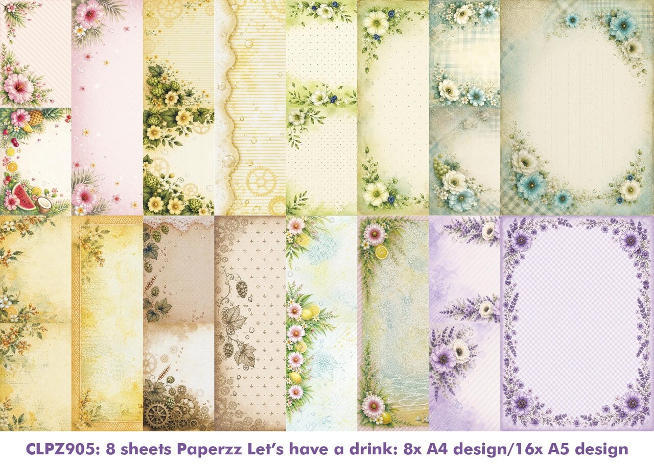 Crealies Paperzz Designpapier Bundel Let's Have A Drink A-H (8pcs) (CLPZ905) Crealies Paperzz Designpapier Bundel Let's Have A Drink A-H (8pcs) (CLPZ905)