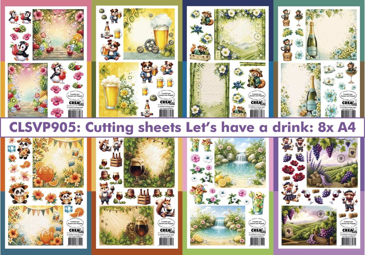 Crealies Cutting Sheets Bundel Let's Have A Drink A-H (8pcs) (CLSVP905)