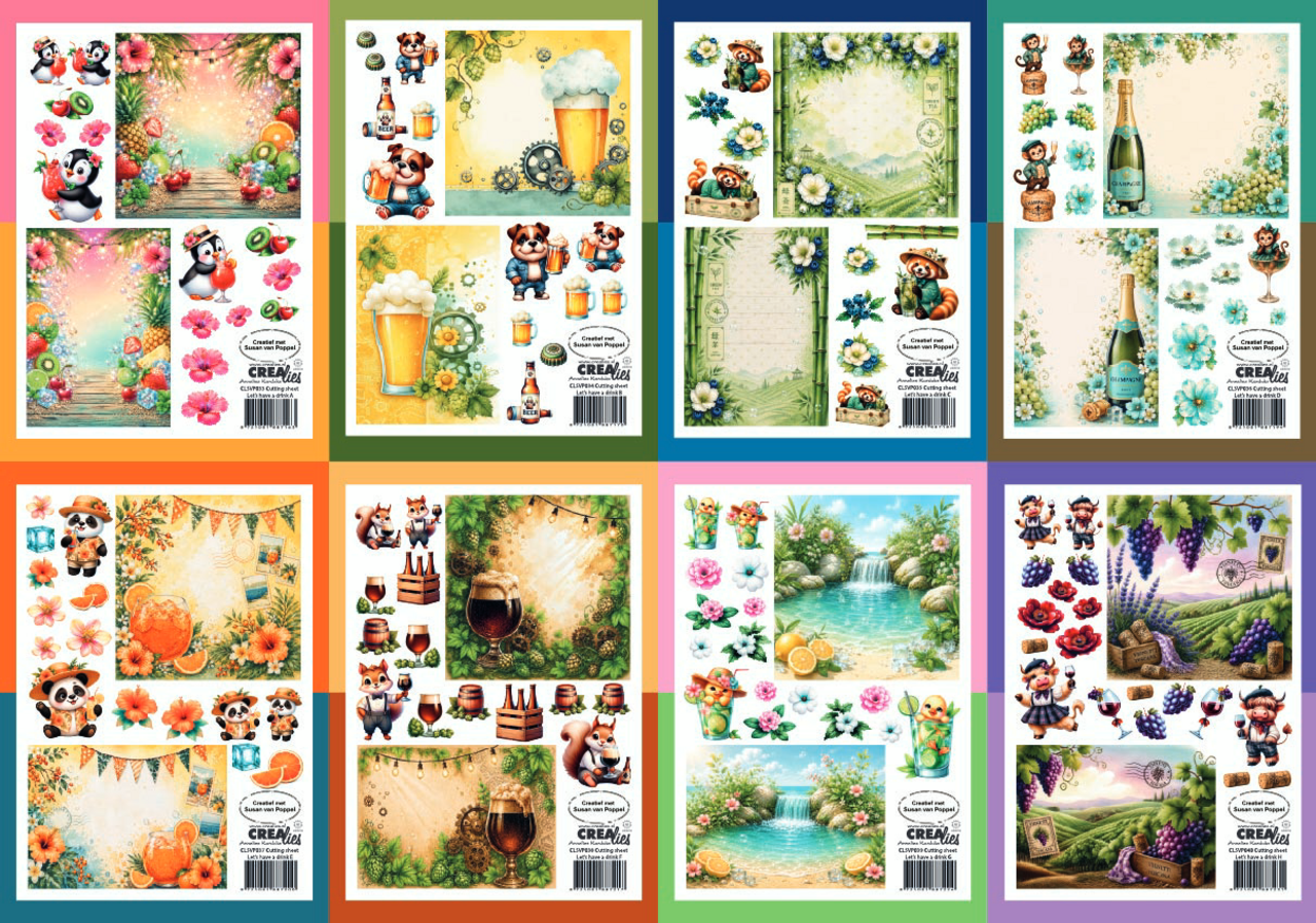 Crealies Cutting Sheets Bundel Let's Have A Drink A-H (8pcs) (CLSVP905)
