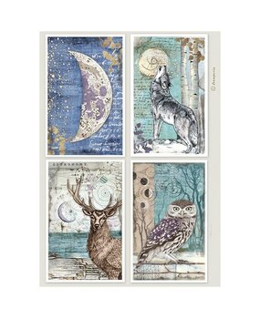 Stamperia Cosmos A4 Rice Paper 4 Cards (6pcs) by Cristina Radovan (DFSA41153)