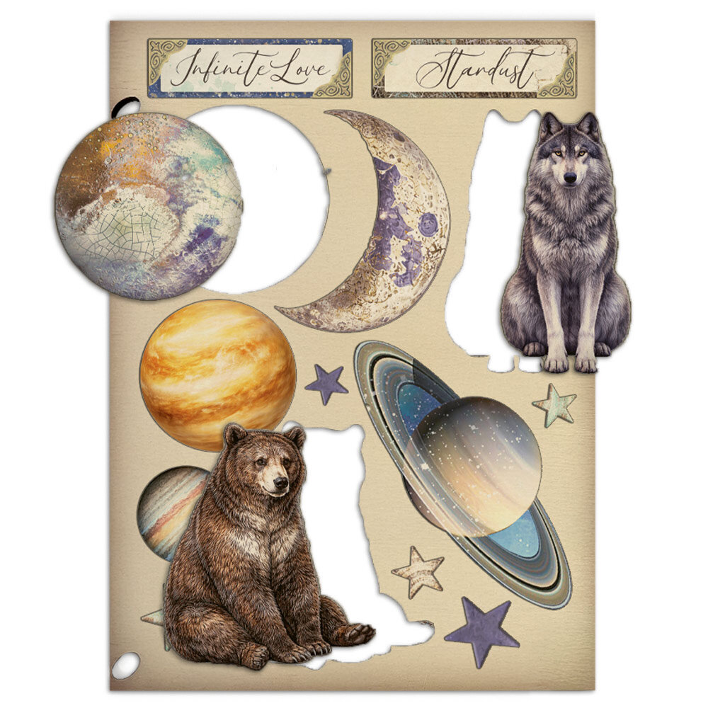 Stamperia Cosmos A5 Colored Wooden Shapes by Cristina Radovan (KLSP207)