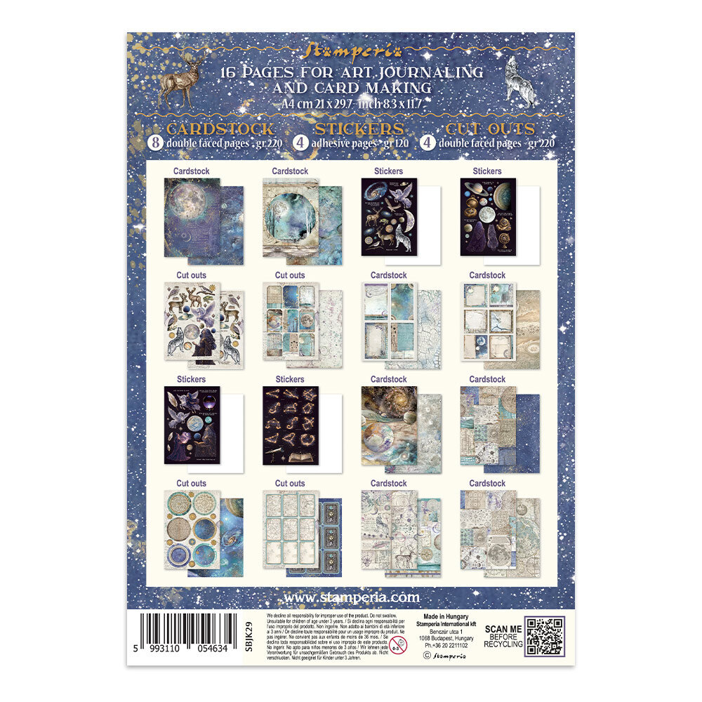 Stamperia Cosmos Junk Journal Stickers, Backgrounds, Cut-Outs by Cristina Radovan (SBJK29) Stamperia Cosmos Junk Journal Stickers, Backgrounds, Cut-Outs by Cristina Radovan (SBJK29)