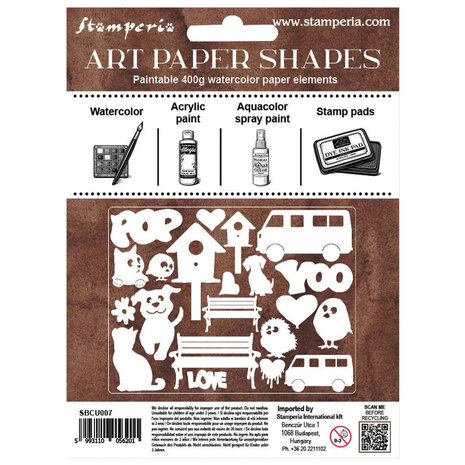 Stamperia Furry Friends 2 Art Paper Shapes Laser Cut by Antonis Tzanidakis (SBCU007) Stamperia Furry Friends 2 Art Paper Shapes Laser Cut by Antonis Tzanidakis (SBCU007)