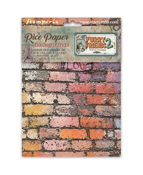 Stamperia Furry Friends 2 A6 Rice Paper Backgrounds Selection (8pcs) by Antonis Tzanidakis (DFSAK6064)