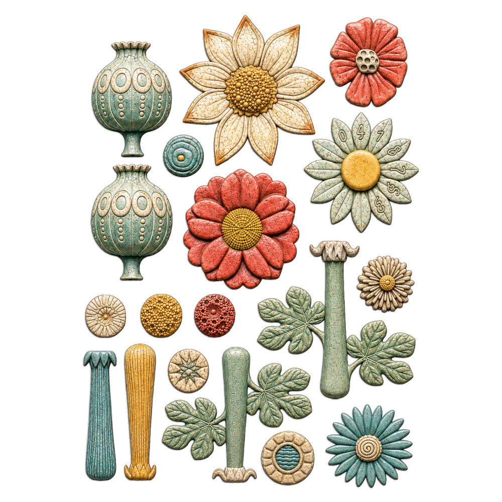 Stamperia Furry Friends 2 A5 Silicon Mould Flowers by Antonis Tzanidakis (KACMA628)