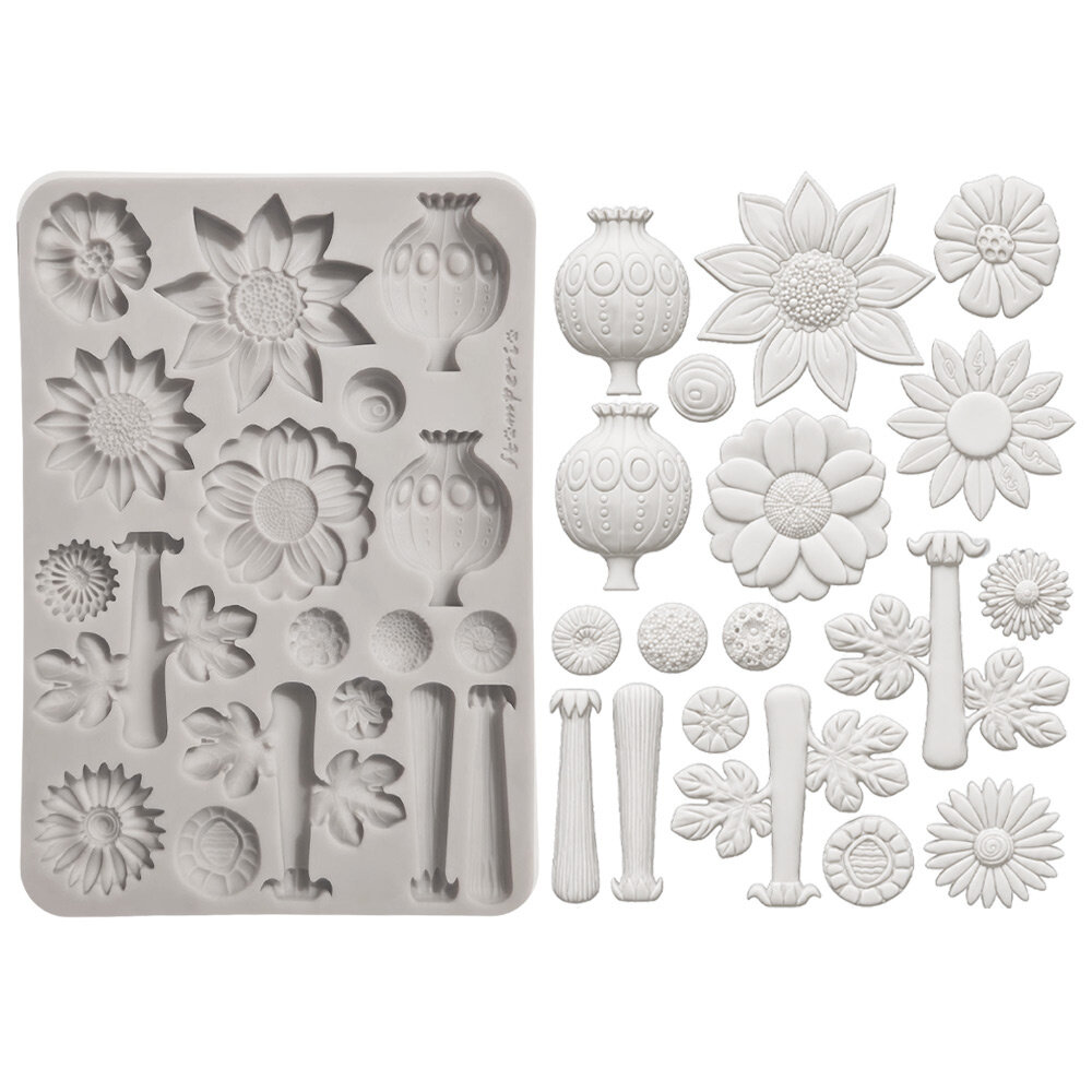 Stamperia Furry Friends 2 A5 Silicon Mould Flowers by Antonis Tzanidakis (KACMA628)
