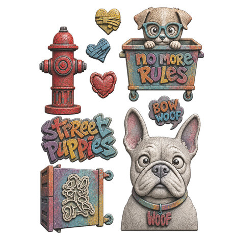 Stamperia Furry Friends 2 A5 Silicon Mould Dogs by Antonis Tzanidakis (KACMA627)