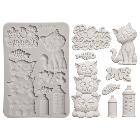 Stamperia Furry Friends 2 A5 Silicon Mould Cats by Antonis Tzanidakis (KACMA626)