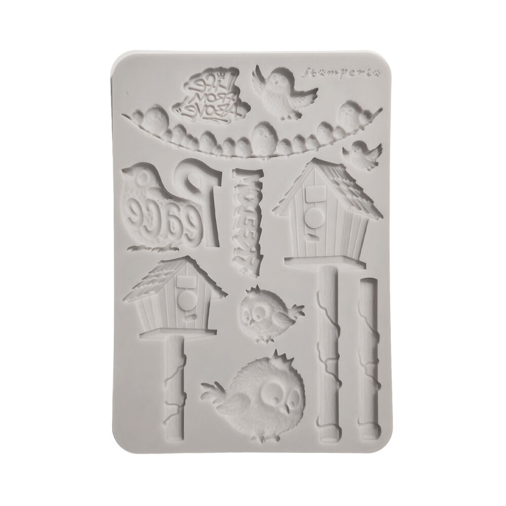 Stamperia Furry Friends 2 A5 Silicon Mould Birds by Antonis Tzanidakis (KACMA625)