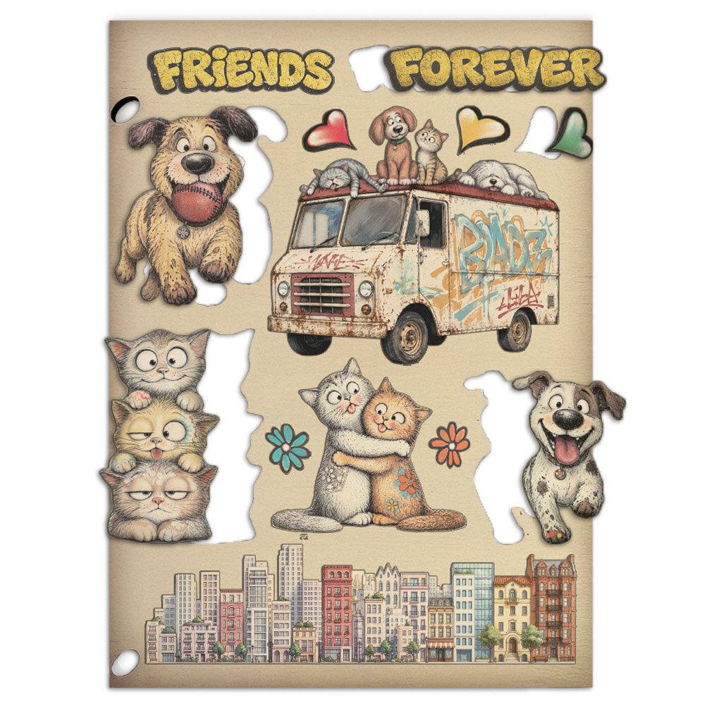 Stamperia Furry Friends 2 A5 Colored Wooden Shapes by Antonis Tzanidakis (KLSP211) Stamperia Furry Friends 2 A5 Colored Wooden Shapes by Antonis Tzanidakis (KLSP211)