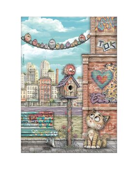 Stamperia Furry Friends 2 A4 Rice Paper Nest, Cat and Birds (6pcs) by Antonis Tzanidakis (DFSA41171) Stamperia Furry Friends 2 A4 Rice Paper Nest, Cat and Birds (6pcs) by Antonis Tzanidakis (DFSA41171)