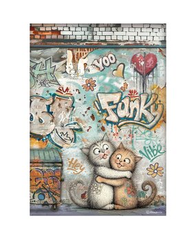Stamperia Furry Friends 2 A4 Rice Paper Funky Cats (6pcs) by Antonis Tzanidakis (DFSA41174) Stamperia Furry Friends 2 A4 Rice Paper Funky Cats (6pcs) by Antonis Tzanidakis (DFSA41174)