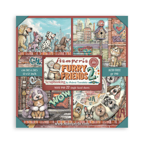 Stamperia Furry Friends 2 12x12 Inch Paper Pack (Single Face) by Antonis Tzanidakis (SBBXLB41) Stamperia Furry Friends 2 12x12 Inch Paper Pack (Single Face) by Antonis Tzanidakis (SBBXLB41)