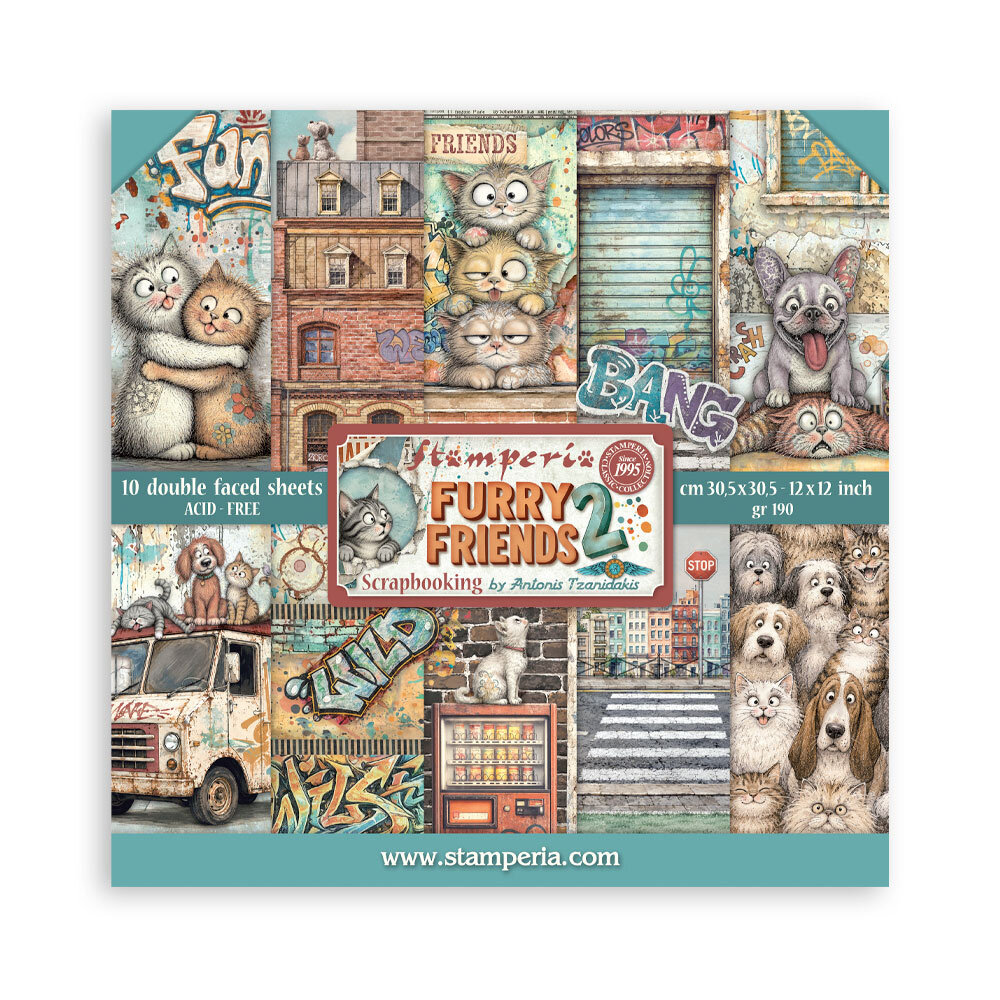 Stamperia Furry Friends 2 12x12 Inch Paper Pack by Antonis Tzanidakis (SBBL194) Stamperia Furry Friends 2 12x12 Inch Paper Pack by Antonis Tzanidakis (SBBL194)