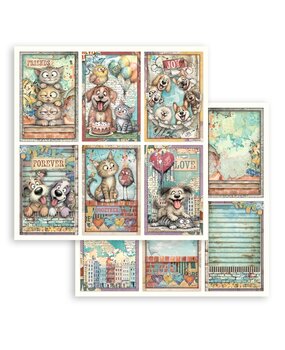 Stamperia Furry Friends 2 12x12 Inch Paper Sheet 6 Cards (10pcs) by Antonis Tzanidakis (SBB1171)