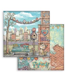 Stamperia Furry Friends 2 12x12 Inch Paper Sheet Bench and Nest (10pcs) by Antonis Tzanidakis (SBB1170)