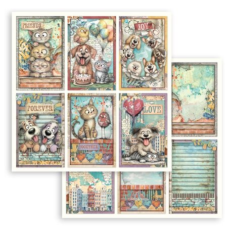 Stamperia Furry Friends 2 8x8 Inch Paper Pack by Antonis Tzanidakis (SBBS150)