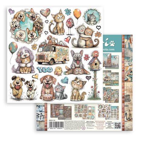 Stamperia Furry Friends 2 8x8 Inch Paper Pack by Antonis Tzanidakis (SBBS150)