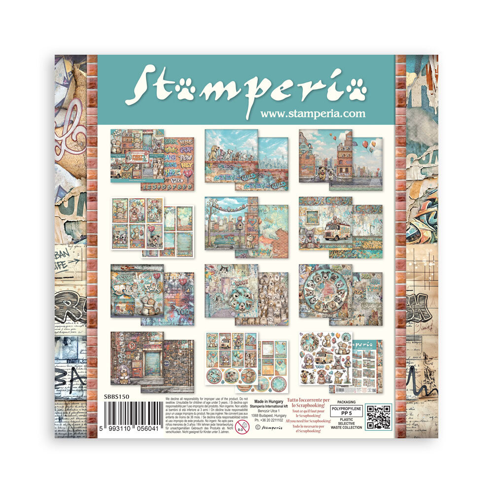 Stamperia Furry Friends 2 8x8 Inch Paper Pack by Antonis Tzanidakis (SBBS150)