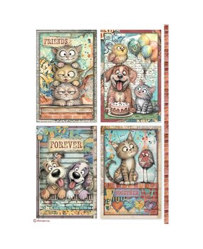 Stamperia Furry Friends 2 A4 Rice Paper Cards (6pcs) by Antonis Tzanidakis (DFSA41175) Stamperia Furry Friends 2 A4 Rice Paper Cards (6pcs) by Antonis Tzanidakis (DFSA41175)