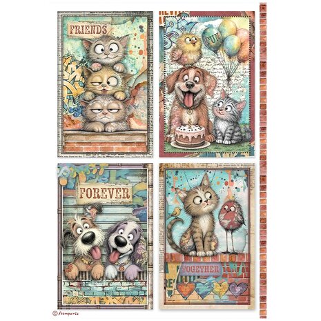 Stamperia Furry Friends 2 A4 Rice Paper Cards (6pcs) by Antonis Tzanidakis (DFSA41175) Stamperia Furry Friends 2 A4 Rice Paper Cards (6pcs) by Antonis Tzanidakis (DFSA41175)