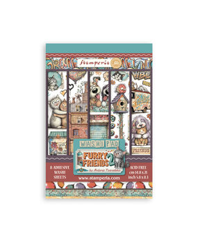 Stamperia Furry Friends 2 A5 Washi Pad (8pcs) by Antonis Tzanidakis (SBW39)