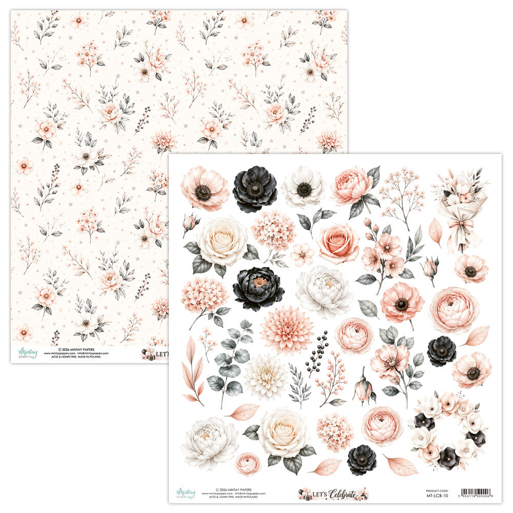 Mintay Let's Celebrate 12x12 Inch Fussy Cut Flora Paper (MT-LCB-10) Mintay Let's Celebrate 12x12 Inch Fussy Cut Flora Paper (MT-LCB-10)