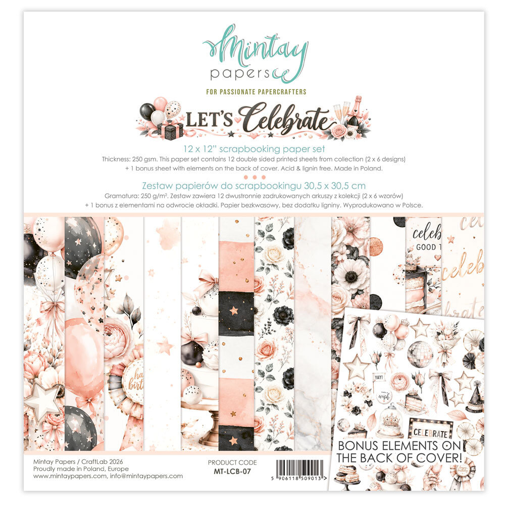 Mintay Let's Celebrate 12x12 Inch Scrapbooking Paper Set (MT-LCB-07) Mintay Let's Celebrate 12x12 Inch Scrapbooking Paper Set (MT-LCB-07)