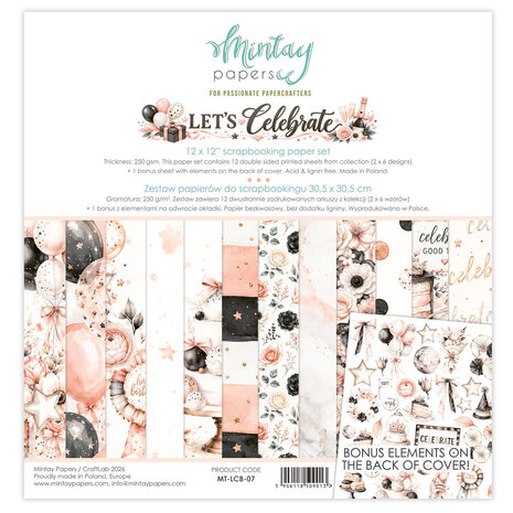 Mintay Let's Celebrate 12x12 Inch Scrapbooking Paper Set (MT-LCB-07) Mintay Let's Celebrate 12x12 Inch Scrapbooking Paper Set (MT-LCB-07)