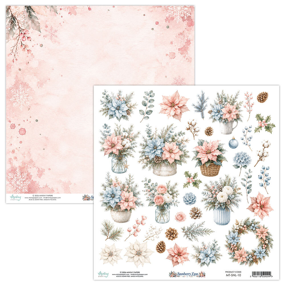Mintay Snowberry Lane 12x12 Inch Fussy Cut Flora Paper (MT-SNL-10) Mintay Snowberry Lane 12x12 Inch Fussy Cut Flora Paper (MT-SNL-10)