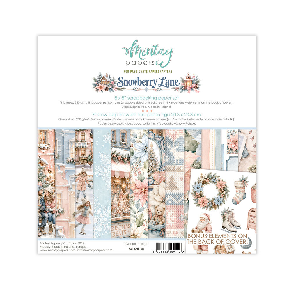 Mintay Snowberry Lane 8x8 Inch Scrapbooking Paper Set (MT-SNL-08) Mintay Snowberry Lane 8x8 Inch Scrapbooking Paper Set (MT-SNL-08)