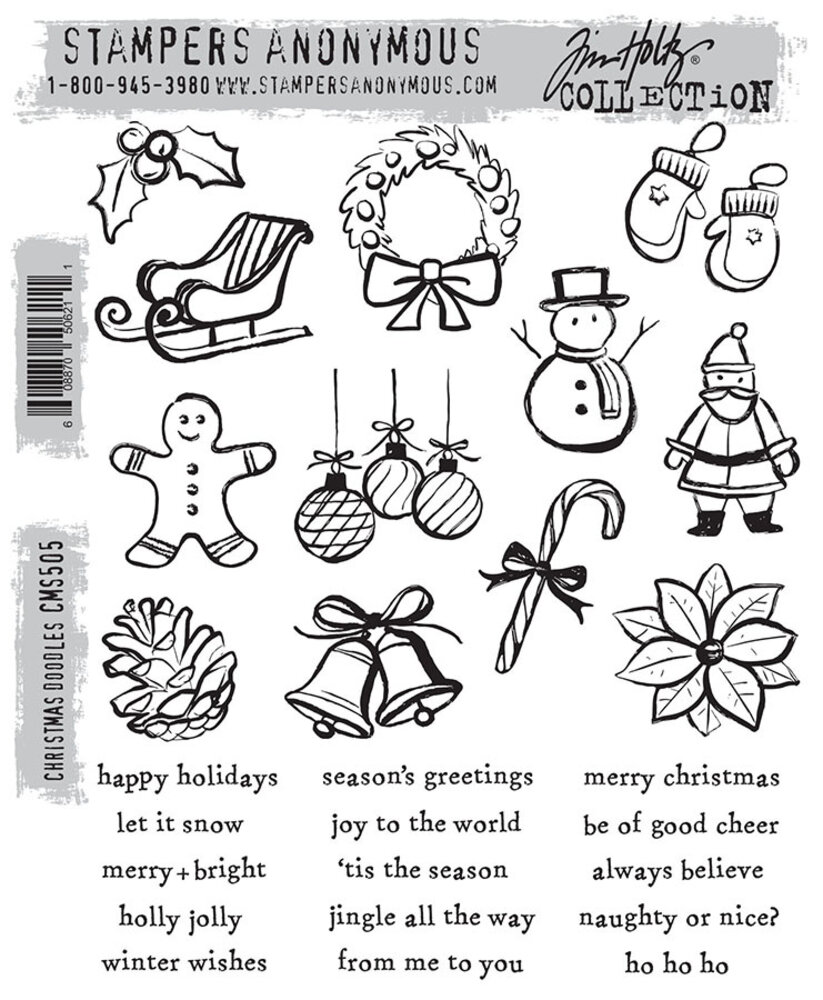 Stampers Anonymous Christmas Doodles Tim Holtz Cling Stamps (CMS505) Stampers Anonymous Christmas Doodles Tim Holtz Cling Stamps (CMS505)