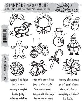 Stampers Anonymous Christmas Doodles Tim Holtz Cling Stamps (CMS505)