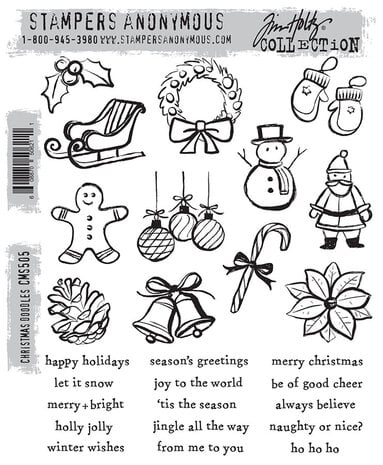 Stampers Anonymous Christmas Doodles Tim Holtz Cling Stamps (CMS505) Stampers Anonymous Christmas Doodles Tim Holtz Cling Stamps (CMS505)