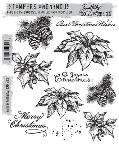 Stampers Anonymous Holiday Botanical Tim Holtz Cling Stamps (CMS503) Stampers Anonymous Holiday Botanical Tim Holtz Cling Stamps (CMS503)