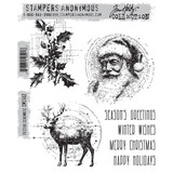 Stampers Anonymous Festive Schematic Tim Holtz Cling Stamps (CMS502)