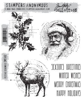 Stampers Anonymous Festive Schematic Tim Holtz Cling Stamps (CMS502)