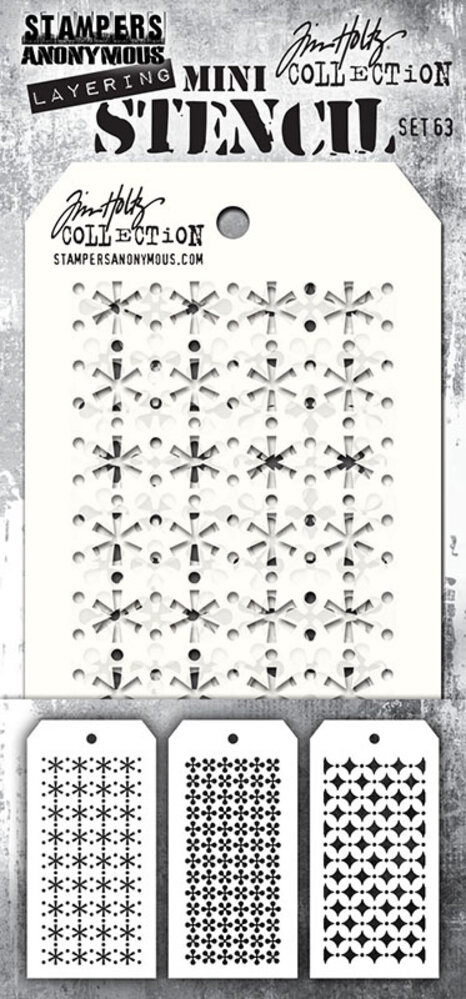 Stampers Anonymous Set #63 Tim Holtz Layering Mini Stencil (3pcs) (THMST063) Stampers Anonymous Set #63 Tim Holtz Layering Mini Stencil (3pcs) (THMST063)