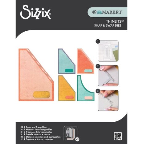 Sizzix Thinlits Die Set Snap and Swap Slanted Pocket (9pcs) by 49 and Market (667227) Sizzix Thinlits Die Set Snap and Swap Slanted Pocket (9pcs) by 49 and Market (667227)