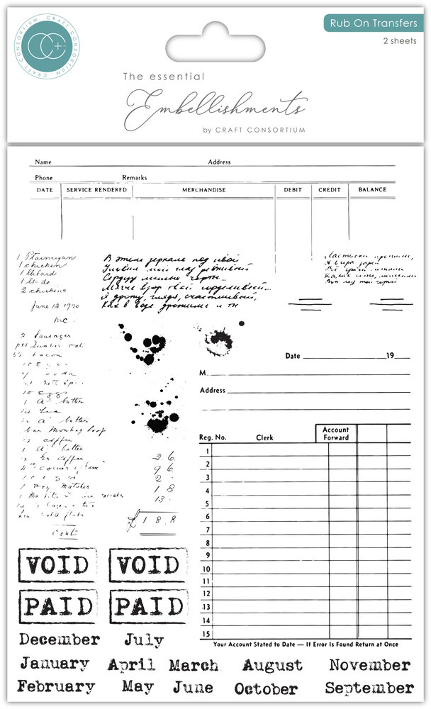 Craft Consortium Old Ledger Premium Rub-on Transfers Set (CERUBT003) Craft Consortium Old Ledger Premium Rub-on Transfers Set (CERUBT003)