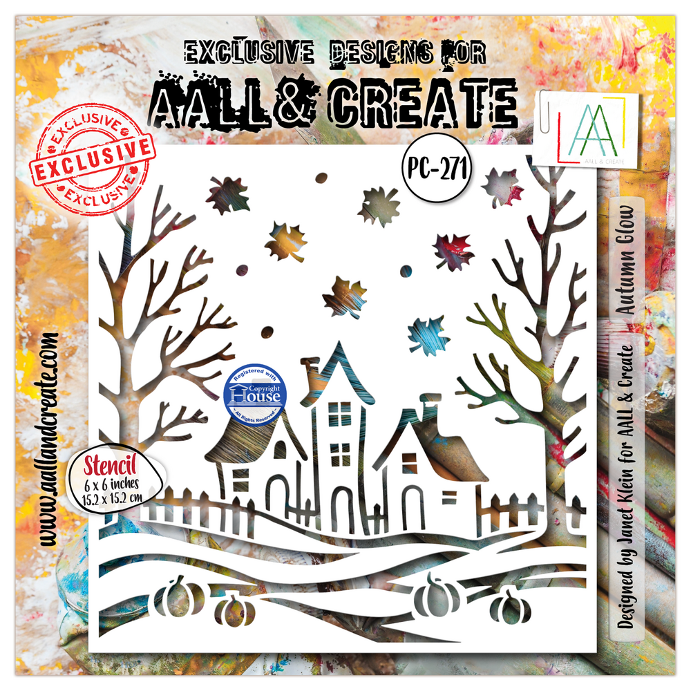 Aall and Create Fall into Fall 6x6 Inch Stencil Autumn Glow by Janet Klein (AALL-PC-271) Aall and Create Fall into Fall 6x6 Inch Stencil Autumn Glow by Janet Klein (AALL-PC-271)