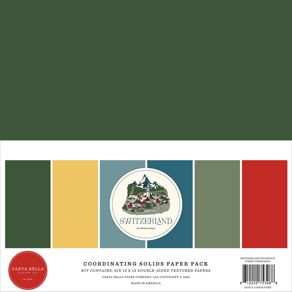 Carta Bella Switzerland 12x12 Inch Coordination Solids Paper Pack (CBSW545015) Carta Bella Switzerland 12x12 Inch Coordination Solids Paper Pack (CBSW545015)