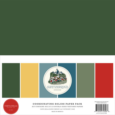 Carta Bella Switzerland 12x12 Inch Coordination Solids Paper Pack (CBSW545015) Carta Bella Switzerland 12x12 Inch Coordination Solids Paper Pack (CBSW545015)