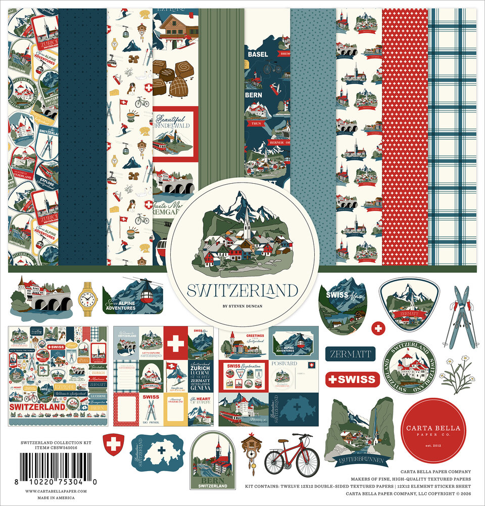 Carta Bella Switzerland 12x12 Inch Collection Kit (CBSW545016) Carta Bella Switzerland 12x12 Inch Collection Kit (CBSW545016)